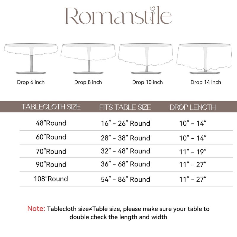 Romanstile Round Waterproof Tablecloth, Stain Resistant Washable Table Cloths Wrinkle Free Polyester Table Covers for Kitchen Dining Party Wedding Indoor and Outdoor - Black, 108 Inch - Image 2